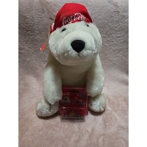 Vintage 1995 Coca Cola Polar Bear Plush Stuffed‎ Animal & Diecast Car